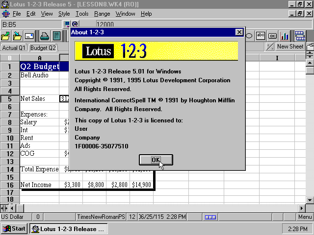 SmartSuite 96 - Lotus 123